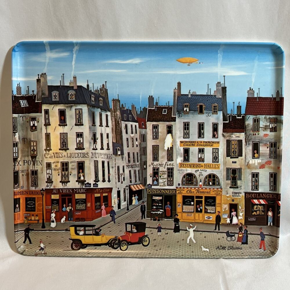 Vintage Michel Delacroix Paris Street Mebel Melamine Tray 12" Made In Italy